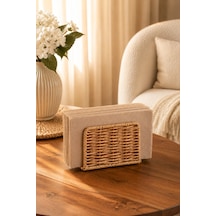 Porsima Dhz07303 Dekoratif Doğal Hasır Masa Üstü Havlu Kağıtlık Peçetelik 15,5x9x5,5cm