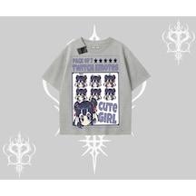 Tarzsokak Oversize Tshirt Twitch Emotes Cute Girl Anime Expression Gri