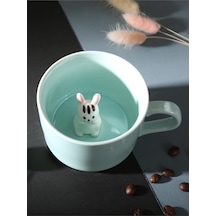 Mukko Home 3d Sevimli Panda Figürlü Porselen Kupa 230 Ml Mint Renk Kahve Çay Kupası,turkuaz & Tavşan Beyaz - Çok Renkli