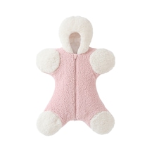 Xiyyadms Yumuşak Tüylü Bebek Uyku Tulumu - Kapüşonlu Ve Çift Fermuarlı Kışlık Bebek Kundağı Pembe