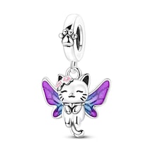 Miniş Kelebek Kedim Sallantılı Charm Gümüş