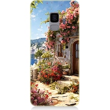 Samsung Galaxy S9 Uyumlu Çiçekli Ev Desenli Silikon Kılıf