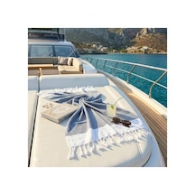 Premium%100 Pamuk Battal Boy Peştemal 100x180 Cm Lüks Plaj Havlusu, Hızlı Kuruyan Kum Tutmaz Şezlong Havlusu, Hafif Seyahat İçin İdeal 1, Navi Lacivet Açık Bej