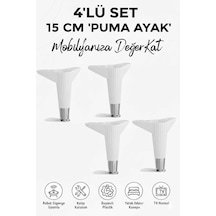 Puma 15 Cm Beyaz-krom 4 Adet Mobilya Kanepe Tv Ünitesi Kosol Dolap Komidin Ayağı Krom