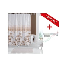 Tropik Home Çiçekli Banyo Perdesi Askı  180x200cm Tek Kanat Duş Perdesi, Renkli Banyo Duş Perdesi Diğer