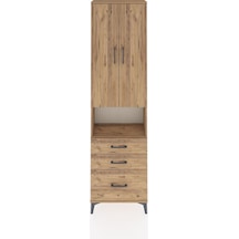 Arges Dolap 4 Raflı 3 Çekmeceli 2 Kapaklı 60x30x221 Çam-çam Çam