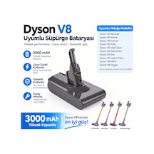Dyson V8 Animal İle Uyumlu Süpürge Bataryası 3000 Mah