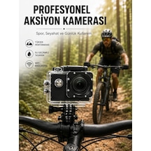 Profesyonel Çekimler İçin 4k Ultra Hd Wifi Spor Kamerası Siyah