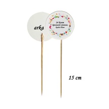 15 Cm Uzun Kürdan - 20 Adet Öğretmenler Gününüz Kutlu Olsun Baskılı Pasta Kürdanı-1