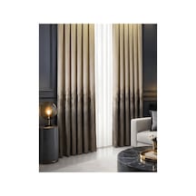 Fon Perde Pano Enza Desen Bej Gold Krem Tüm Salon Tül Perdelere Uygun Sık Pile Tek Kanat Krem Gold Bej