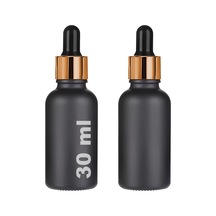 30 Ml Mat Siyah Cam Damlalıklı Serum Şişesi 30 Cc Renkli Metal Kapaklı Dropper Cam Şişe 2 Adet Gold Yüzük / Si