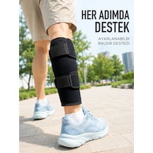 Alt Baldır Destekliği Çift Sabitleme Bantlı Ayarlanabilir Spor Baldırlığı Siyah