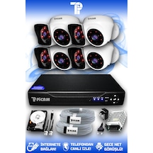 Picam 8 Kameralı Kare 4 İç Kamera Set 320 GB HDD Full HD Gece Görüşlü Güvenlik Kamerası Sistemi