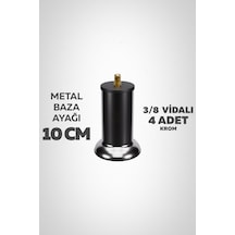 Baza Ayağı 10 Cm 3/8 Vidalı 4 Lü Set Metal Krom Yatak Mobilya Ayağı Kalın Vida Krom 3/8 10 Cm