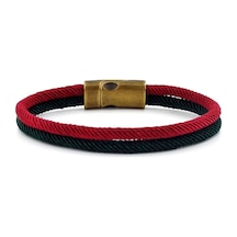 Bordo Yeşil Iki Sirali Metal Miknatis Erkek Bileklik M014V Çok Renkli