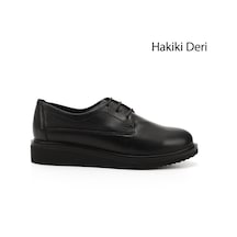 Gönderi(R) Gönderi R Kadın Siyah Bağcıklı Dolgu Taban Hakiki Deri Ayakkabı Gdza13424074 Siyah