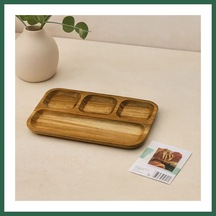Bezos Akasya Ahşap Sunum Tepsisi 4 Bölmeli 25x14 Cm Bzs01