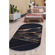 Dijidekor Halı Siyah Gold Cool Yıkanabilir Oval Kesme İnce Yo... Siyah