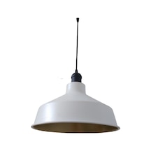 Retro Metal Dekoratif Beyaz İçi Gold Siyah Duylu Tekli Sarkıt Avize Çap:30 Cm