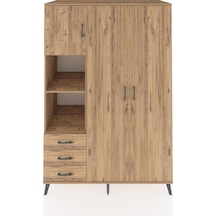 Kronos Dolap 6 Raflı 3 Çekmeceli Tek Askılı 132x59x195 Çam-çam/çam Atlas Çam/atlas Çam
