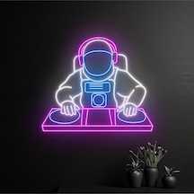 Dj Astronot Figürlü Neon Tabela Pembe