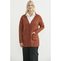Sementa Oversize Cepli Triko Hırka - Kiremit Kiremit