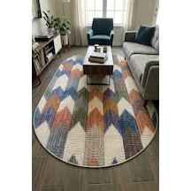 Raschel Carpet Oval Modern Multi Seri Bohem Desen Yıkanabilir Kaymaz Taban Leke Tutmaz Halı Kilim Yolluk Rcmultı Yenımodelelıps 001 Çok Renkli