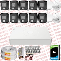 Provzen Hikvision 10 Kamera Hibrit Colorvu Full Hd Güvenlik Kamera Olay Anında Bildirim