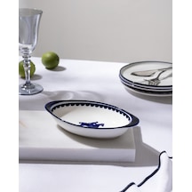 Madame Coco Reve Bleu Tierra Oval Tabak - 19 Cm - Mavi/beyaz 8684427225523 Çok Renkli