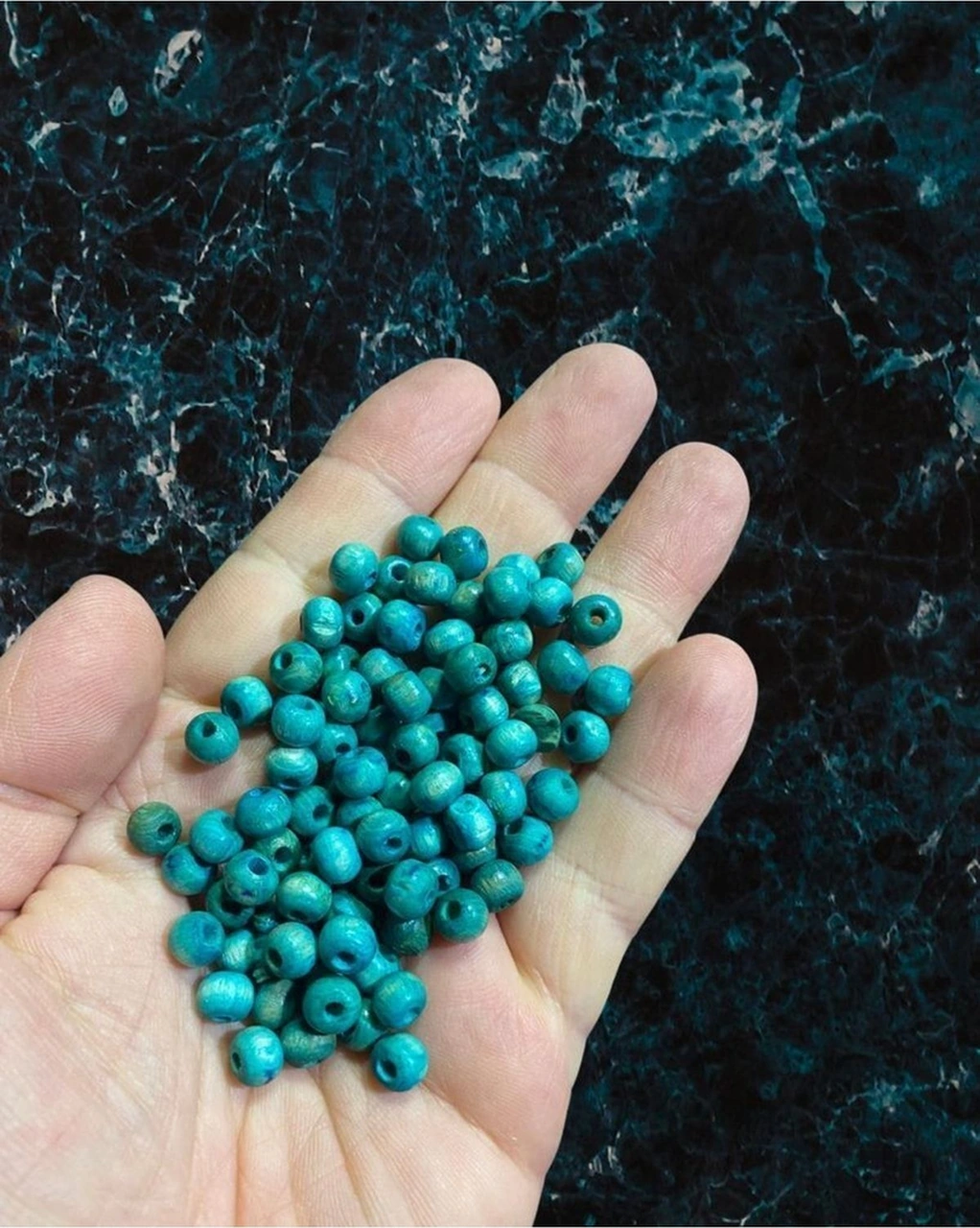 Ahşap Boncuk 6 Mm 80 Gr - Turkuaz