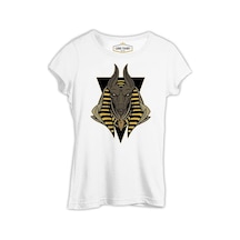 Egyptian God Anubis Beyaz Kadın Tshirt 001