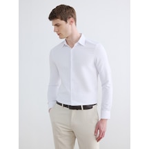 Lcw Busıness Beyaz Slim Fit Armürlü Erkek Basic Gömlek