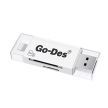 Go Des GD-DK102 Lightning & Micro USB Veri Aktarımı SD & Micro SD Kart Okuyucu - ZORE-253401