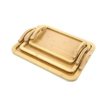 3'lü Bambu Tepsi Model 3 Çok Renkli