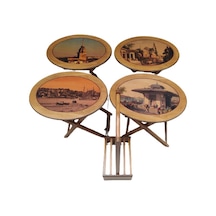 Zigon ÇANTA OVAL RESİMLİ Model Kayın Retro ayak Parlak Ceviz Natüre minumum park Kutu sevk El Yapım