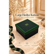 Kolix Hediyelik 3'lü Dekoratif Kutu Yeşil-siyah İskoç Desen Premium Paketleme Kutusu