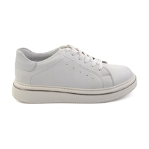 Beyaz Hakiki Deri Erkek Sneaker E01089006541 Beyaz