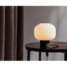 Mylights 20 Cm Başlıklı Masa Abajur Masa Lambası Gece Lambası Yatak Siyah Abajur Genc Odası Yatak Odası Salon Abajur Opal Cam Metal Govde Masa Lam