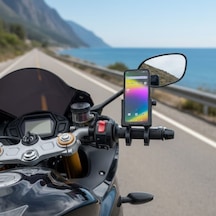 Evrensel Motosiklet Telefon Tutucu Kaymaz, Kilitlenebilir Güvenli Tutuşlu, 360 Ayarlanabilir Gidon Bağlantılı Akıllı Telefon Aparatı B