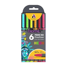 Adel Prime Ink İnce Uçlu Fineliner Kalem Metal Uç Neon Renkler 0.4 Mm 6 Lı