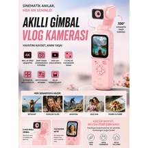 4k Profesyonel 330 Döner Lensli Vlog Kamerası Pembe Dijital Video Kamera Yüksek Stabilizasyon