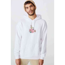Baykuş Karikatür Çizimi Illüstrasyon Baskılı Beyaz Erkek Sweat