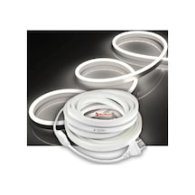 Sb-6509 20 Metre Beyaz Işık Neon Led Şerit Dış Mekan Silikonlu Esnek Dekoratif Aydınlatma 220v Fişli