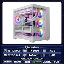 Xaser Titan X20 i5-12400F 16 GB 512 GB M.2 NVMe SSD 8 GB RTX5060 Free Dos Masaüstü Oyuncu Bilgisayarı