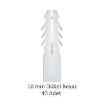 Dübel, 10 Mm Beyaz Dübel, 40 Adet