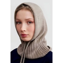 Tezzgelsin Balaclava Fitilli Triko Örgü Bere Başlık Vizon