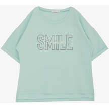 Breeze Kız Çocuk Tişört Smile Yazı Baskılı Taşlı 9-16 Yaş, Su Yeşili Su Yeşili