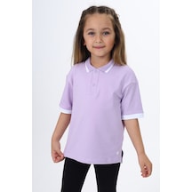 Toontoy Kids Toontoy Kız Çocuk Polo Yaka Baskılı Tişört Lila