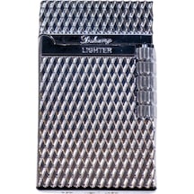 Black Martin Soft Flame Desenli Gümüş Metal Çakmak - Tr9278
