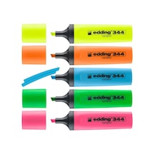 Edding 344 Fosforlu Kalem Seti - Sarı, Turuncu, Mavi, Pembe, Yeşil - 5 Fosforlu Kalem - 2-5 Mm Tek Renk